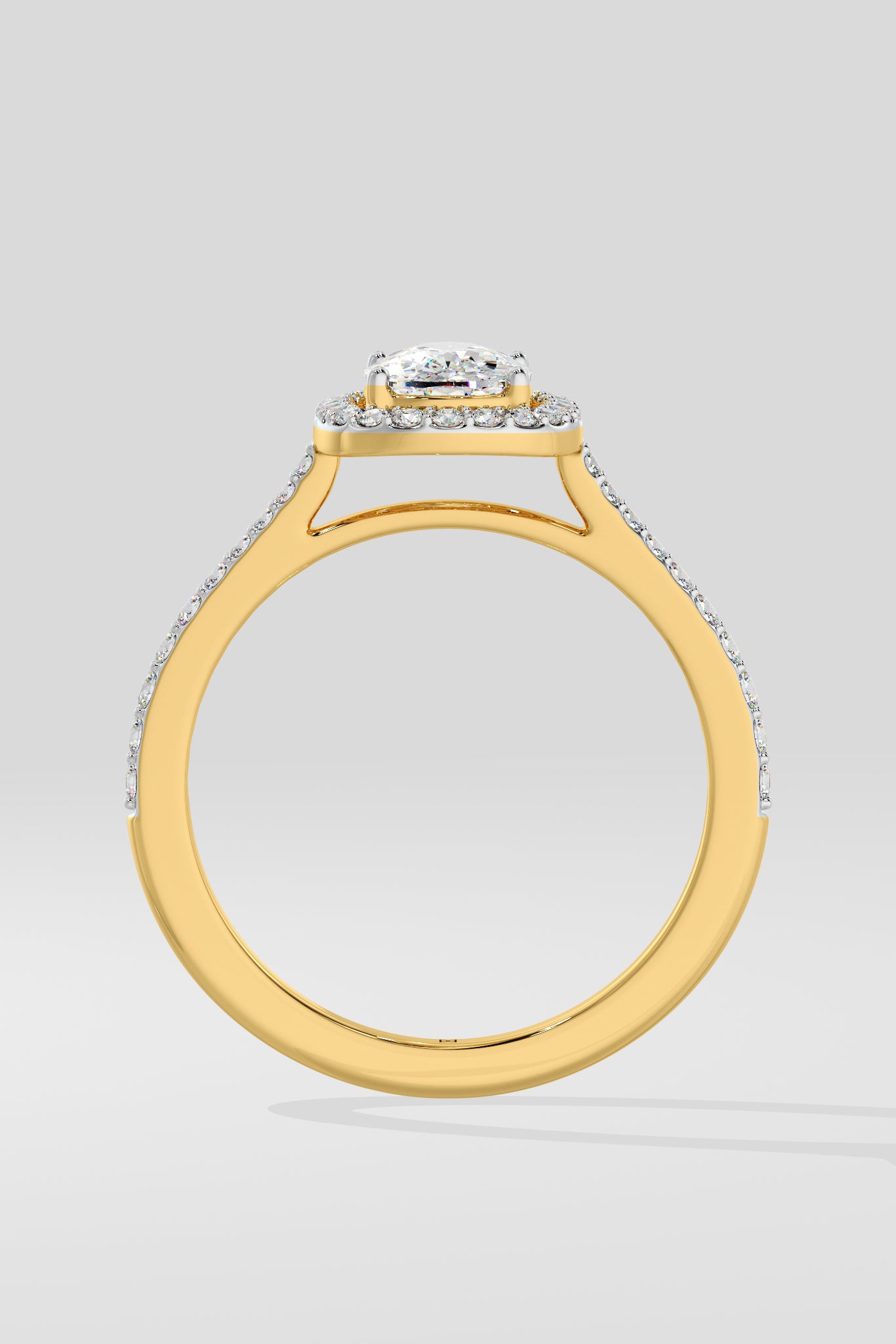 1 ct Elongated Cushion Halo Ring