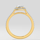 1 ct Elongated Cushion Halo Diamond Ring