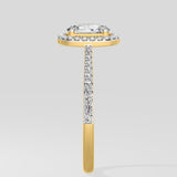 1 ct Elongated Cushion Halo Diamond Ring