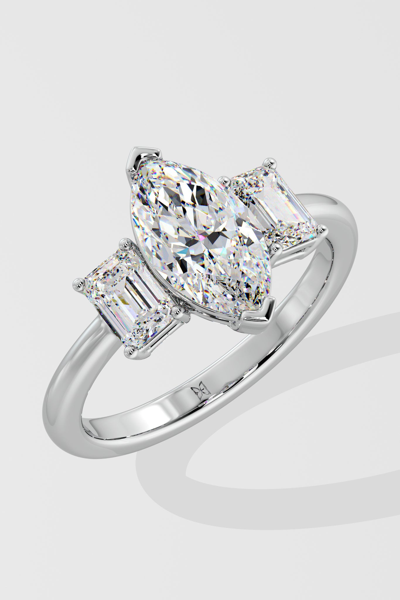 1.5 ct Chevron Trio Ring