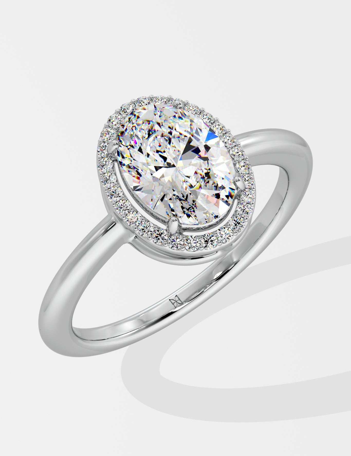 1.5 ct Oval Halo Solitaire Diamond Ring