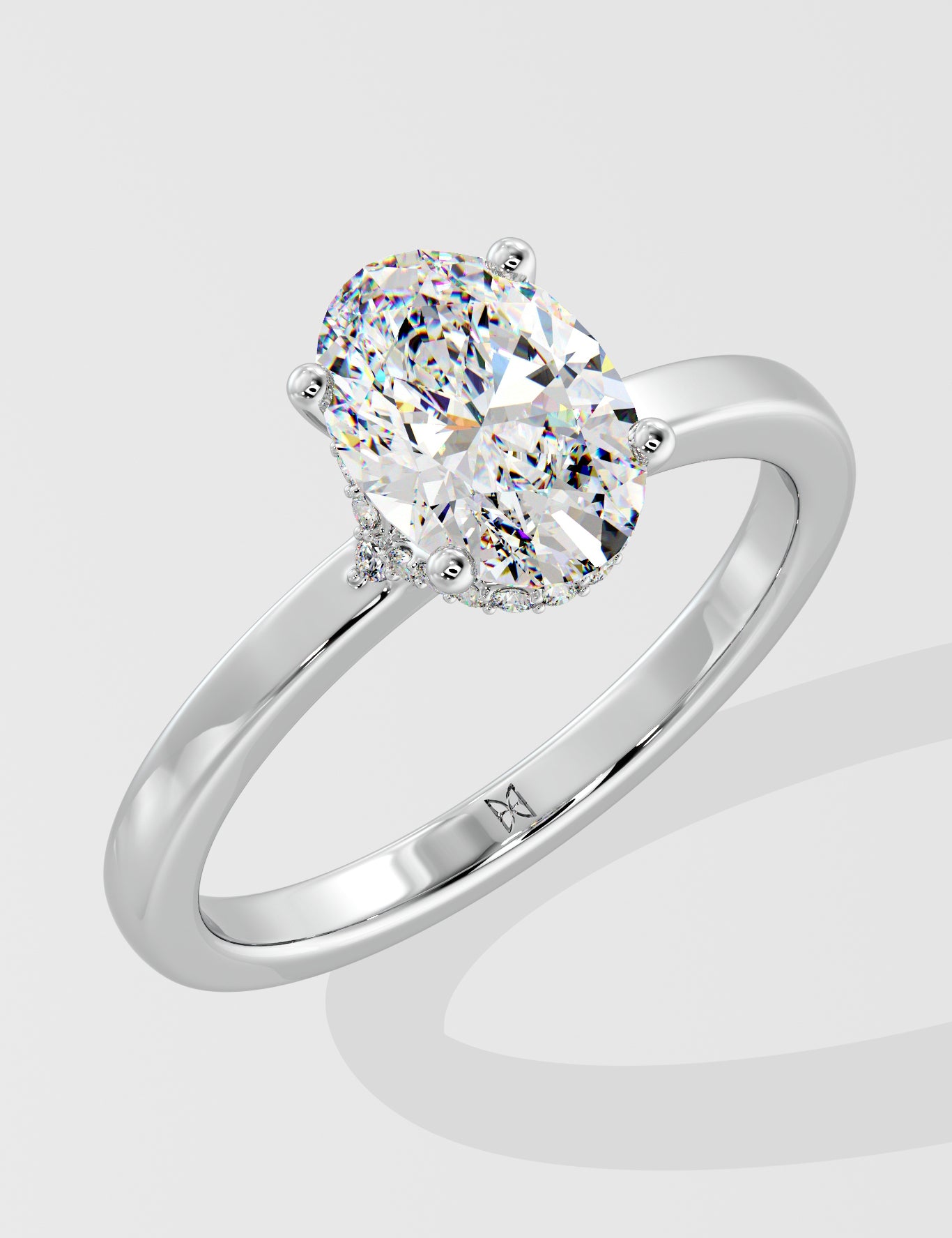 1.5 ct Oval Plunge Halo Diamond Ring
