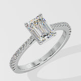 1 ct Emerald Solitaire Diamond Ring