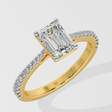 1 ct Emerald Solitaire Diamond Ring