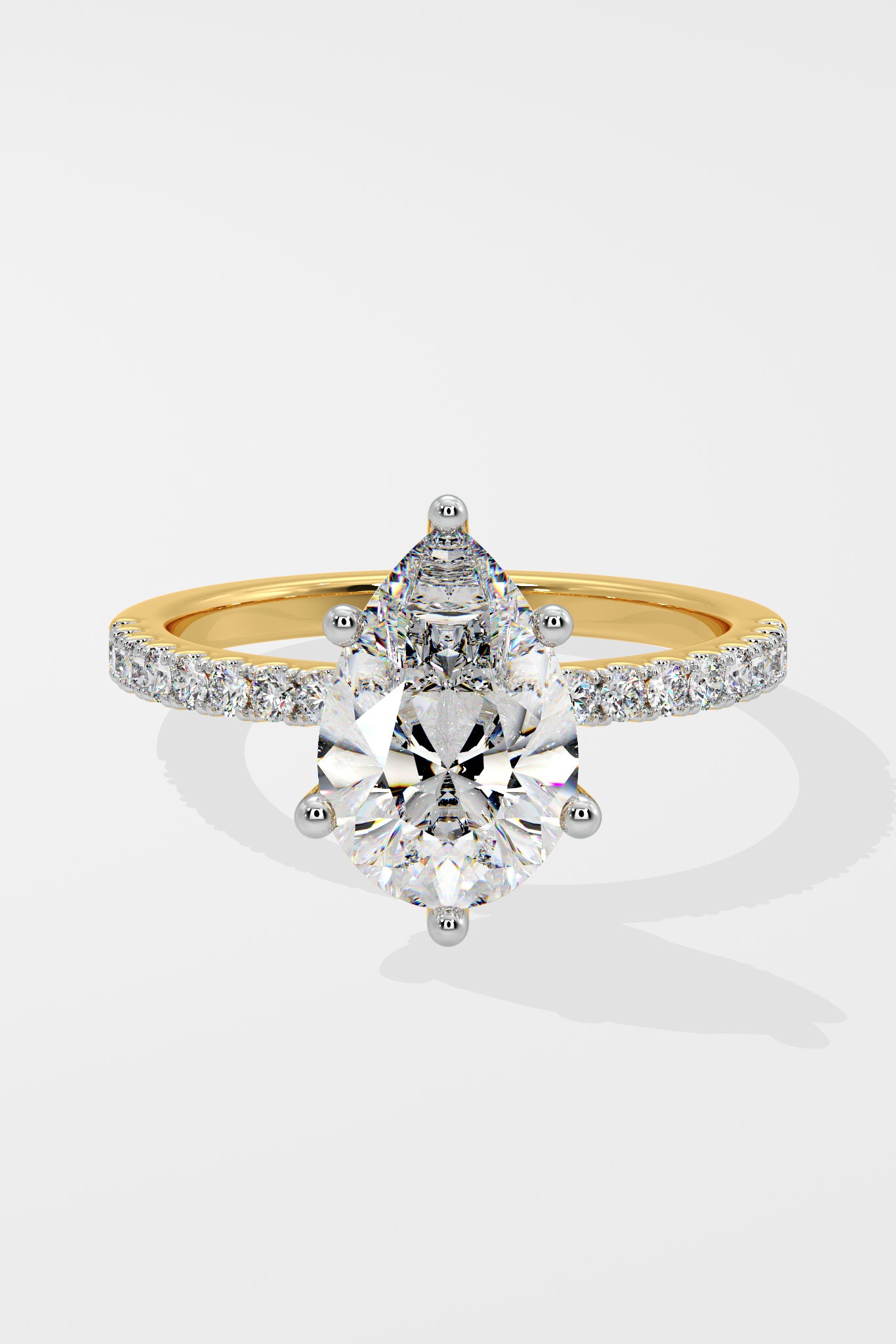 2 ct Pear Hidden Halo Ring