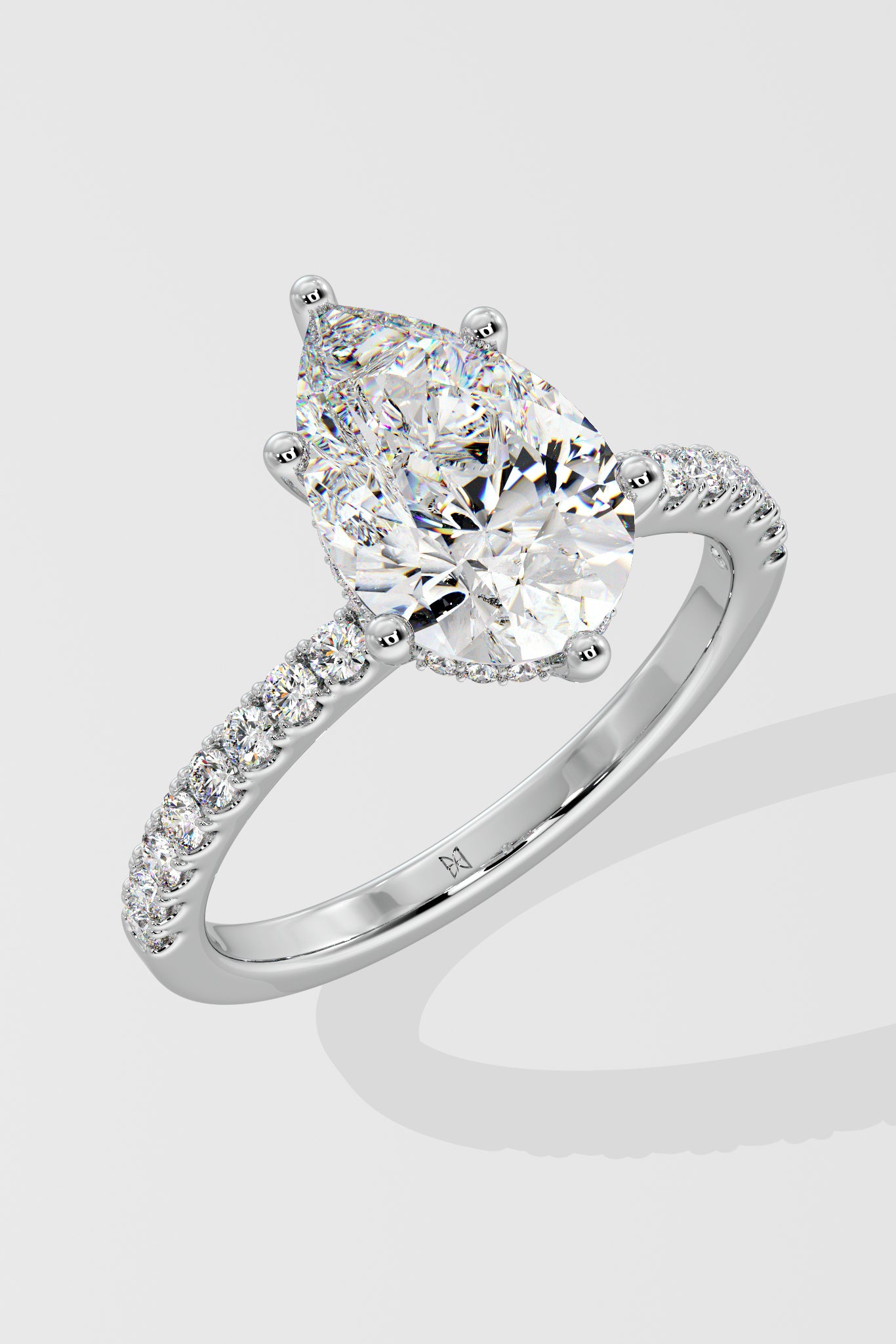 2 ct Pear Hidden Halo Ring