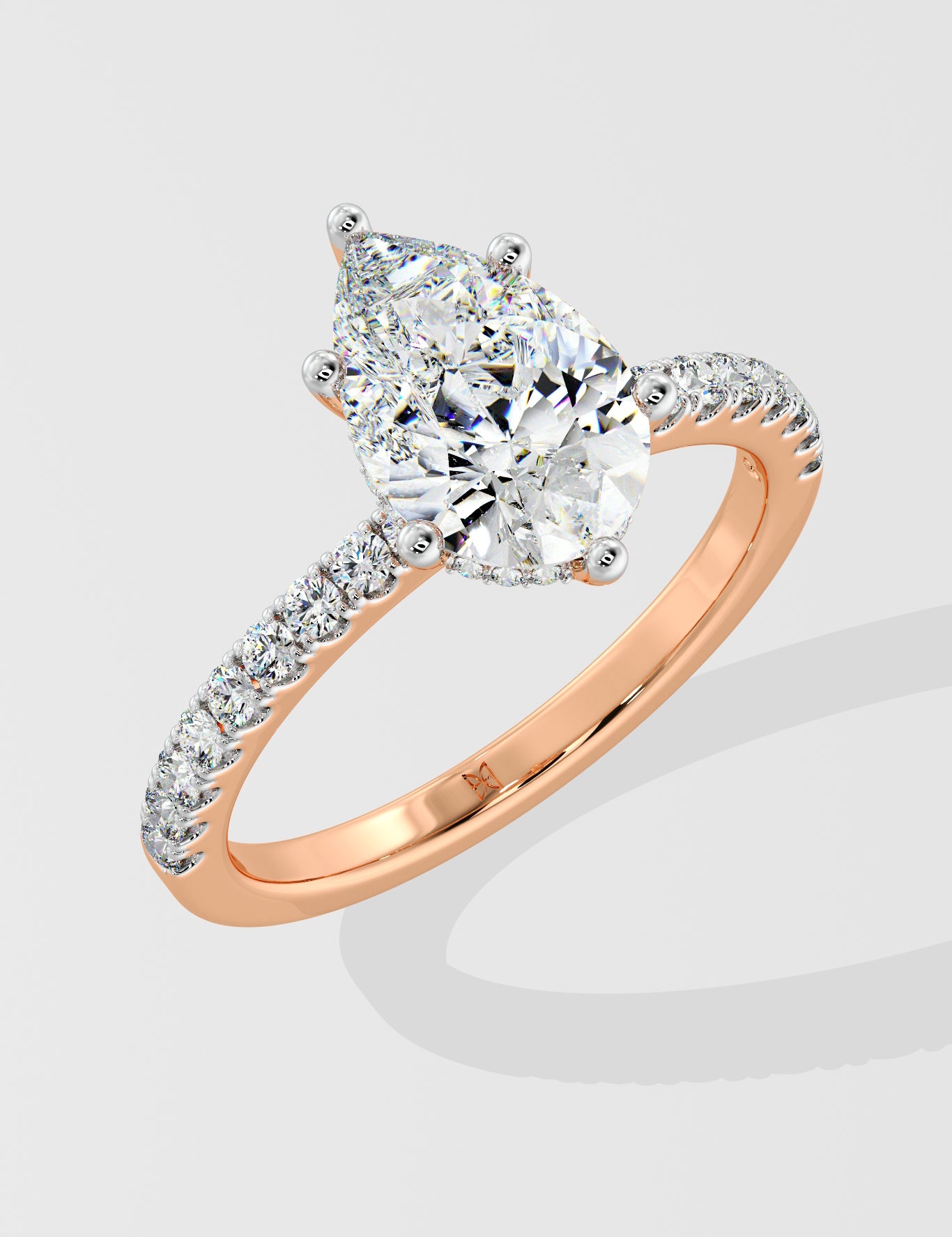 2 ct Pear Hidden Halo Diamond Ring