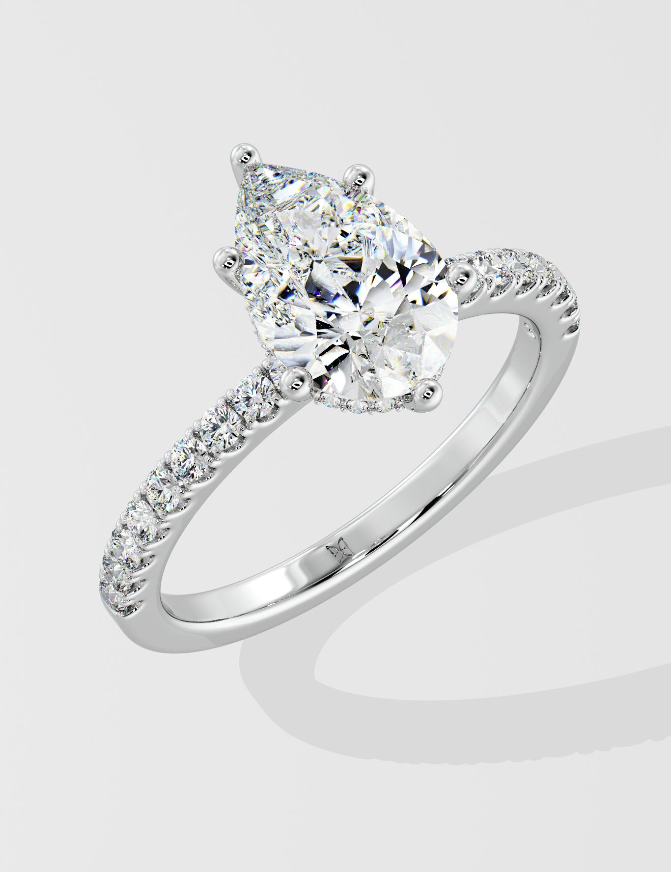2 ct Pear Hidden Halo Diamond Ring