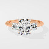 2.5 ct Cushion 3 Stone Ring