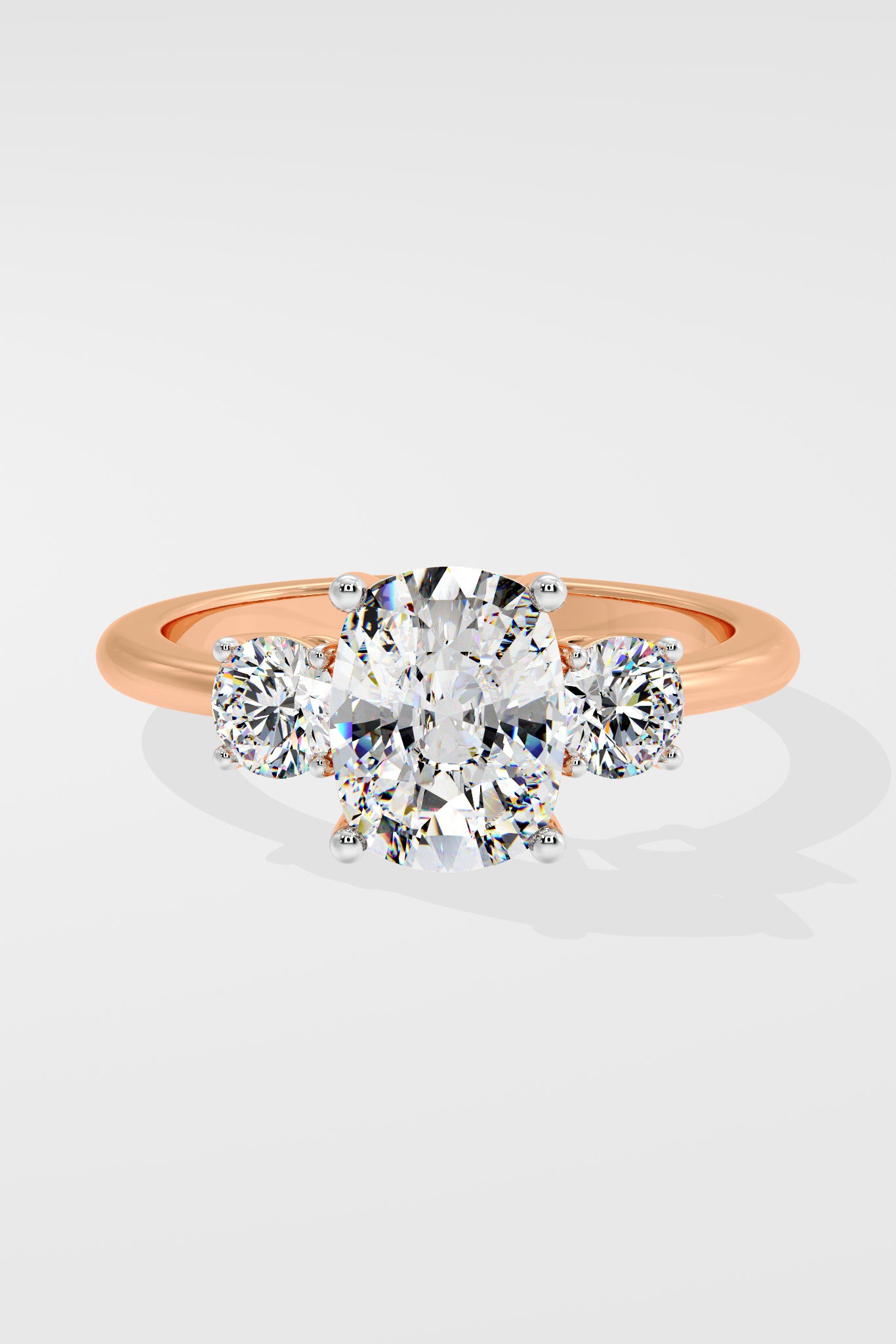 2.5 ct Cushion 3 Stone Ring