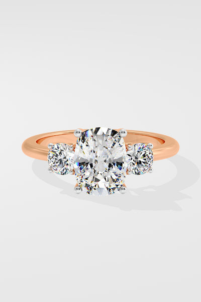 2.5 ct Cushion 3 Stone Ring