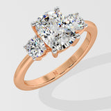 2.5 ct Cushion 3 Stone Ring