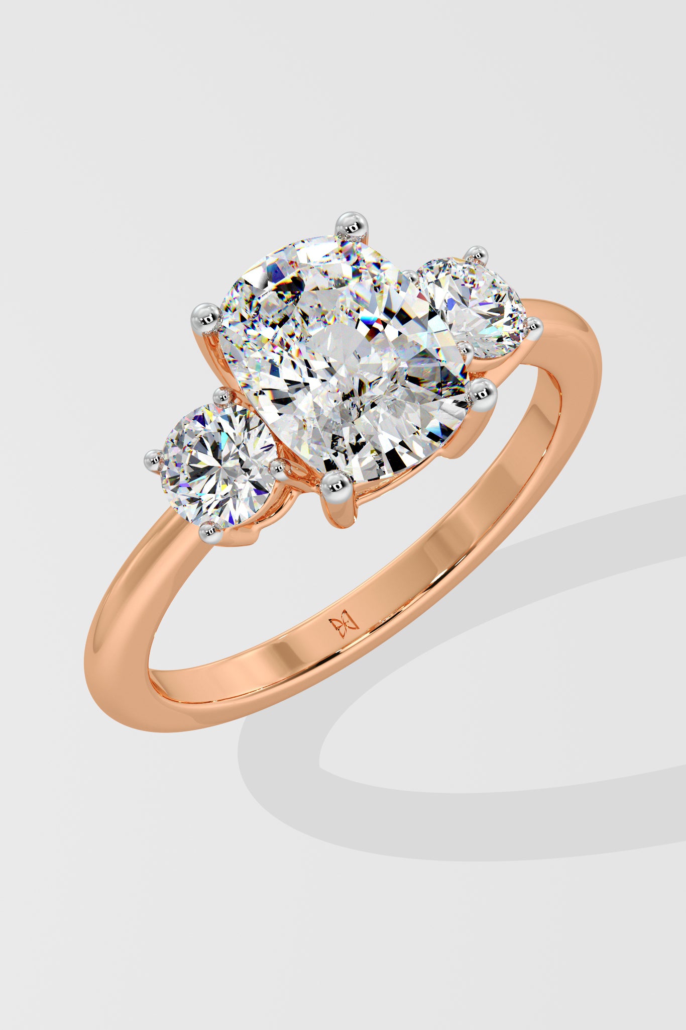 2.5 ct Cushion 3 Stone Ring