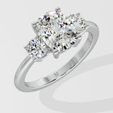 2.5 ct Cushion 3 Stone Ring