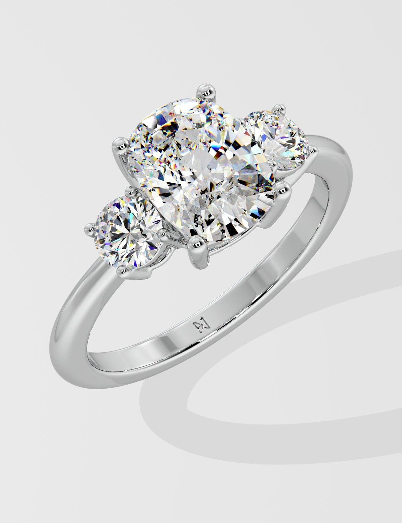 2.5 ct Cushion 3 Stone Ring