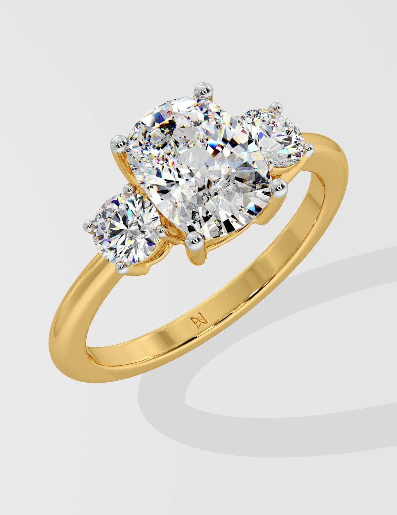 2.5 ct Cushion 3 Stone Ring