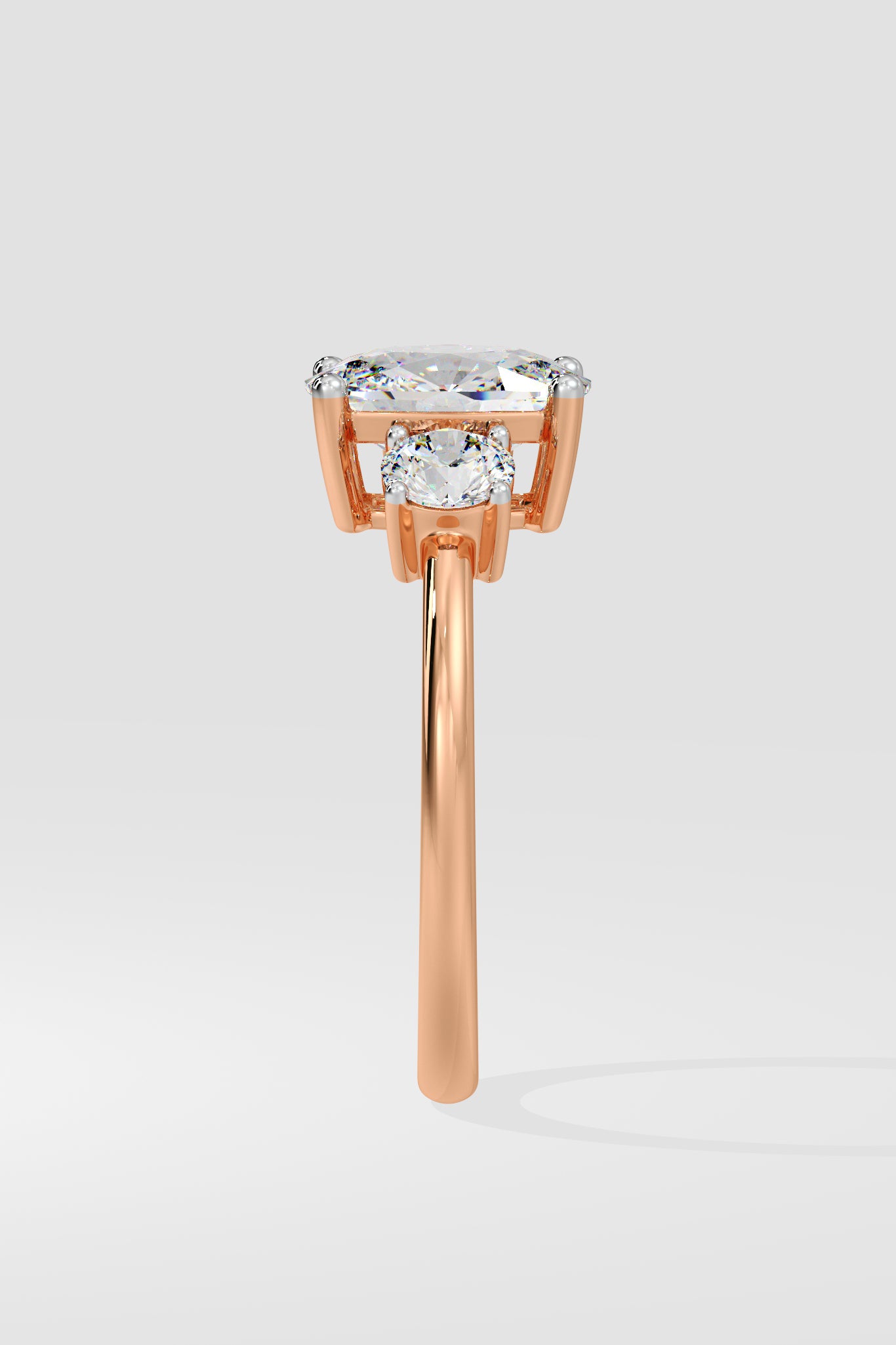 2.5 ct Cushion 3 Stone Ring