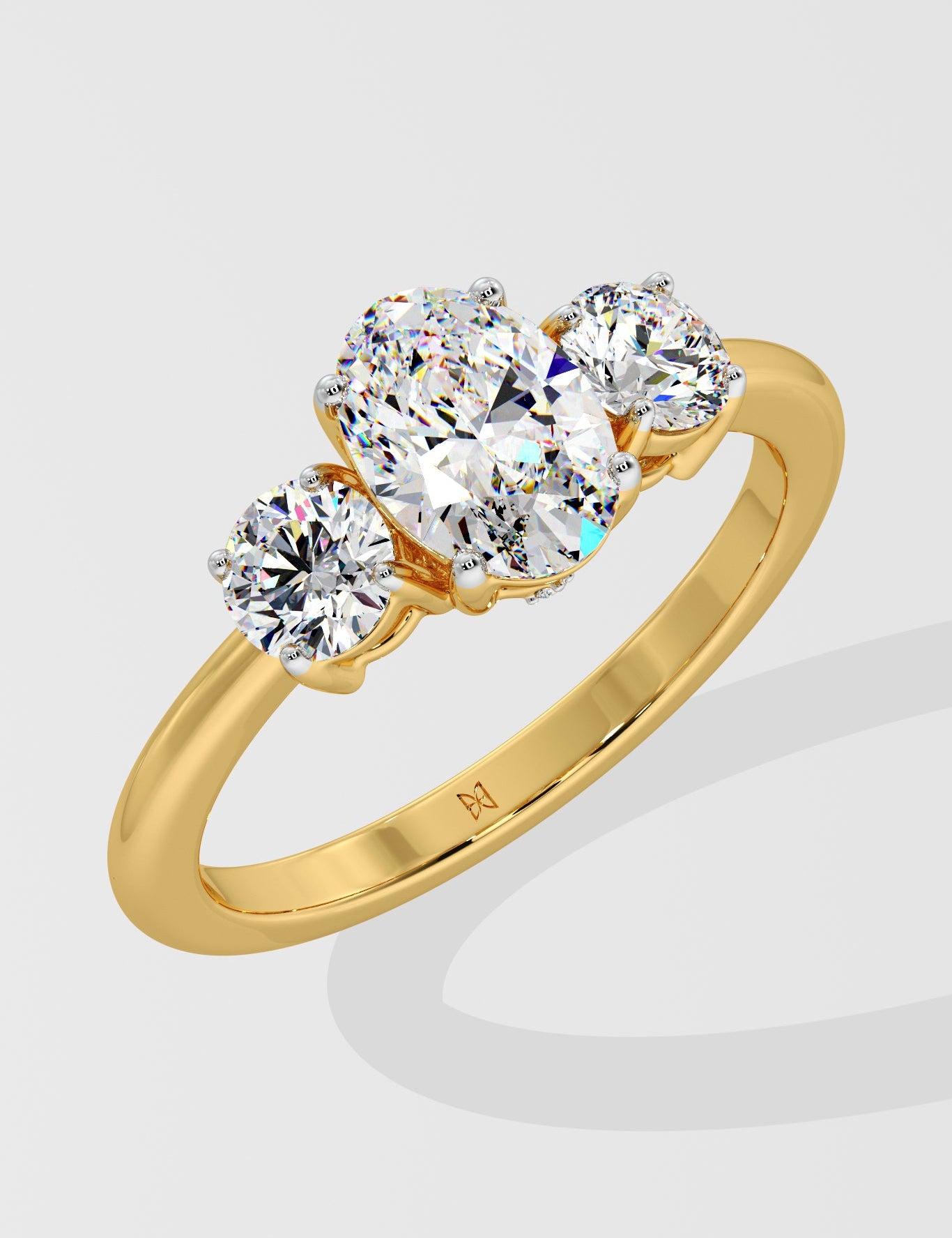 1 ct Oval Trio Diamond Ring