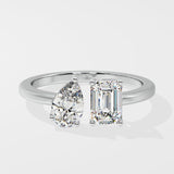 Pear & Emerald Toi et Moi Diamond Ring