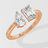 Pear & Emerald Toi et Moi Diamond Ring