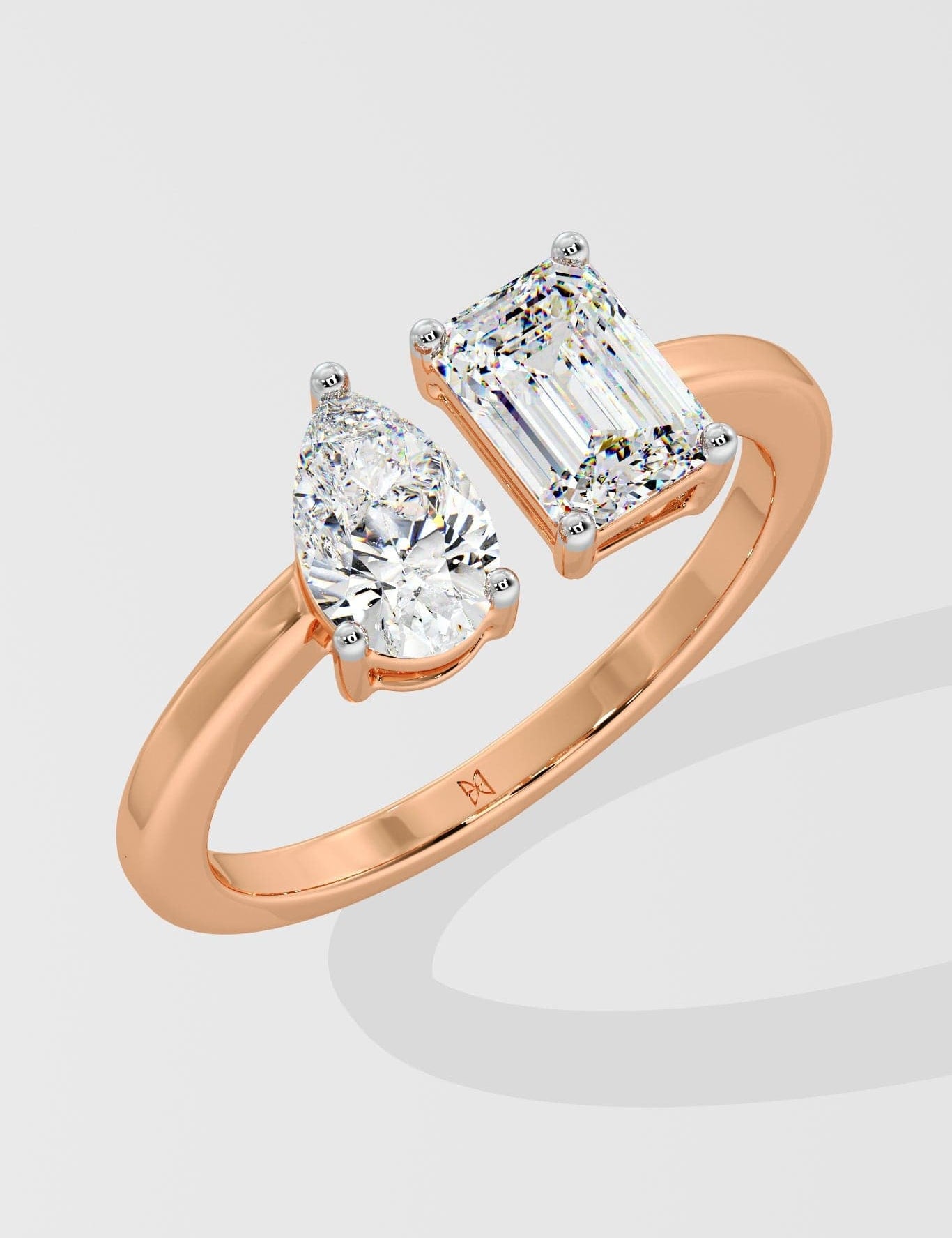 Pear & Emerald Toi et Moi Diamond Ring