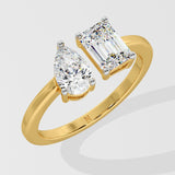 Pear & Emerald Toi et Moi Diamond Ring
