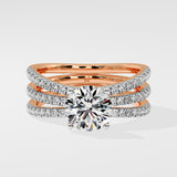 1.5 Ct Triple Band Solitaire Diamond Ring