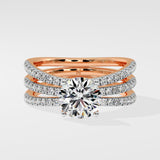 1.5 Ct Triple Band Solitaire Diamond Ring