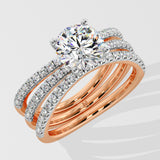 1.5 Ct Triple Band Solitaire Diamond Ring