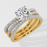 1.5 Ct Triple Band Solitaire Diamond Ring
