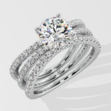 1.5 Ct Triple Band Solitaire Diamond Ring
