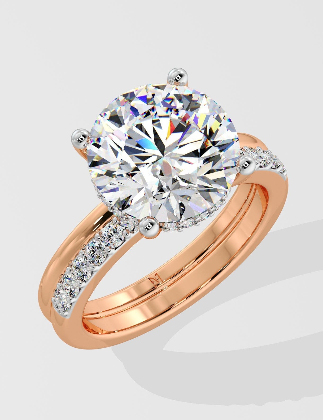 3 ct Double Band Solitaire Ring