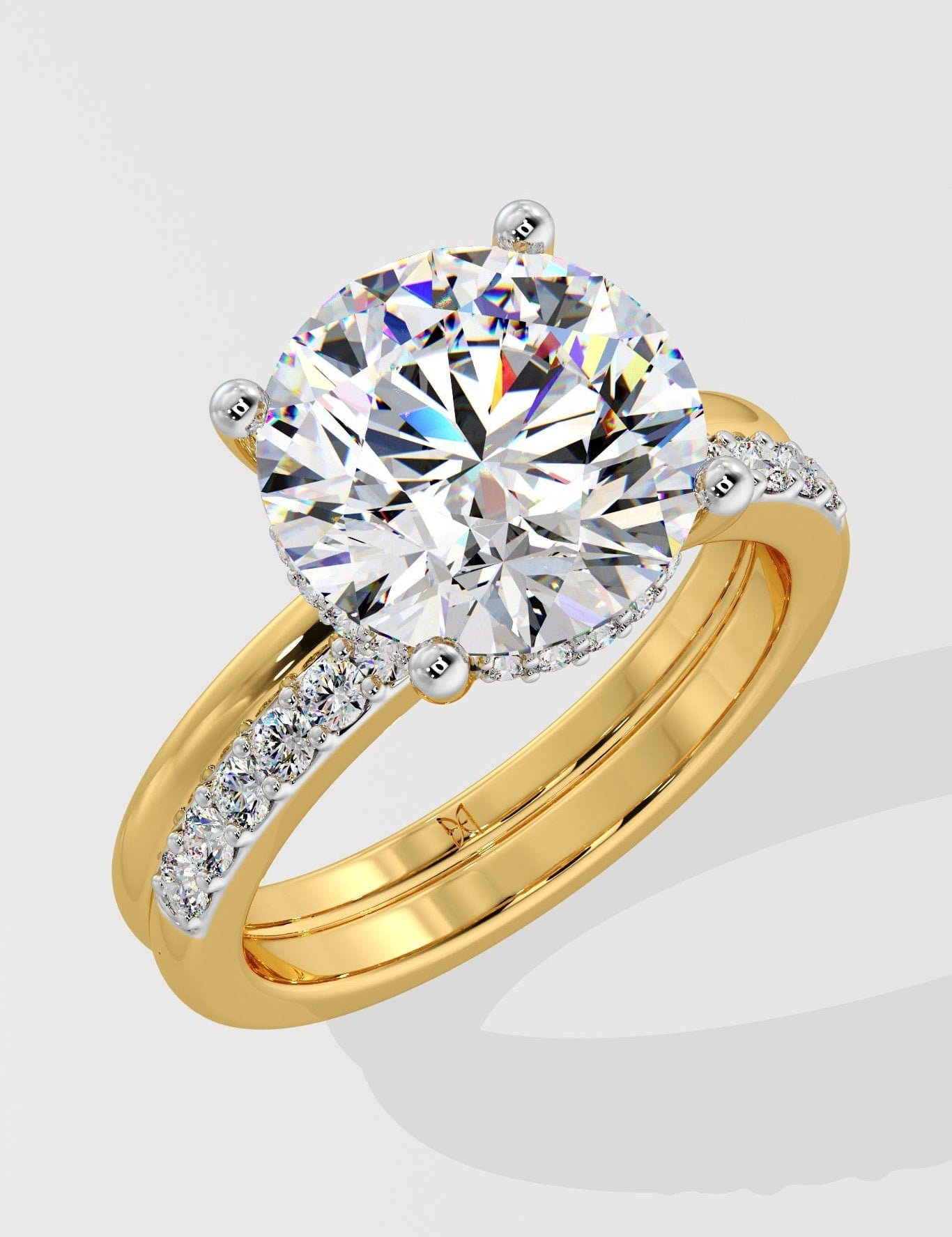 3 ct Double Band Solitaire Ring
