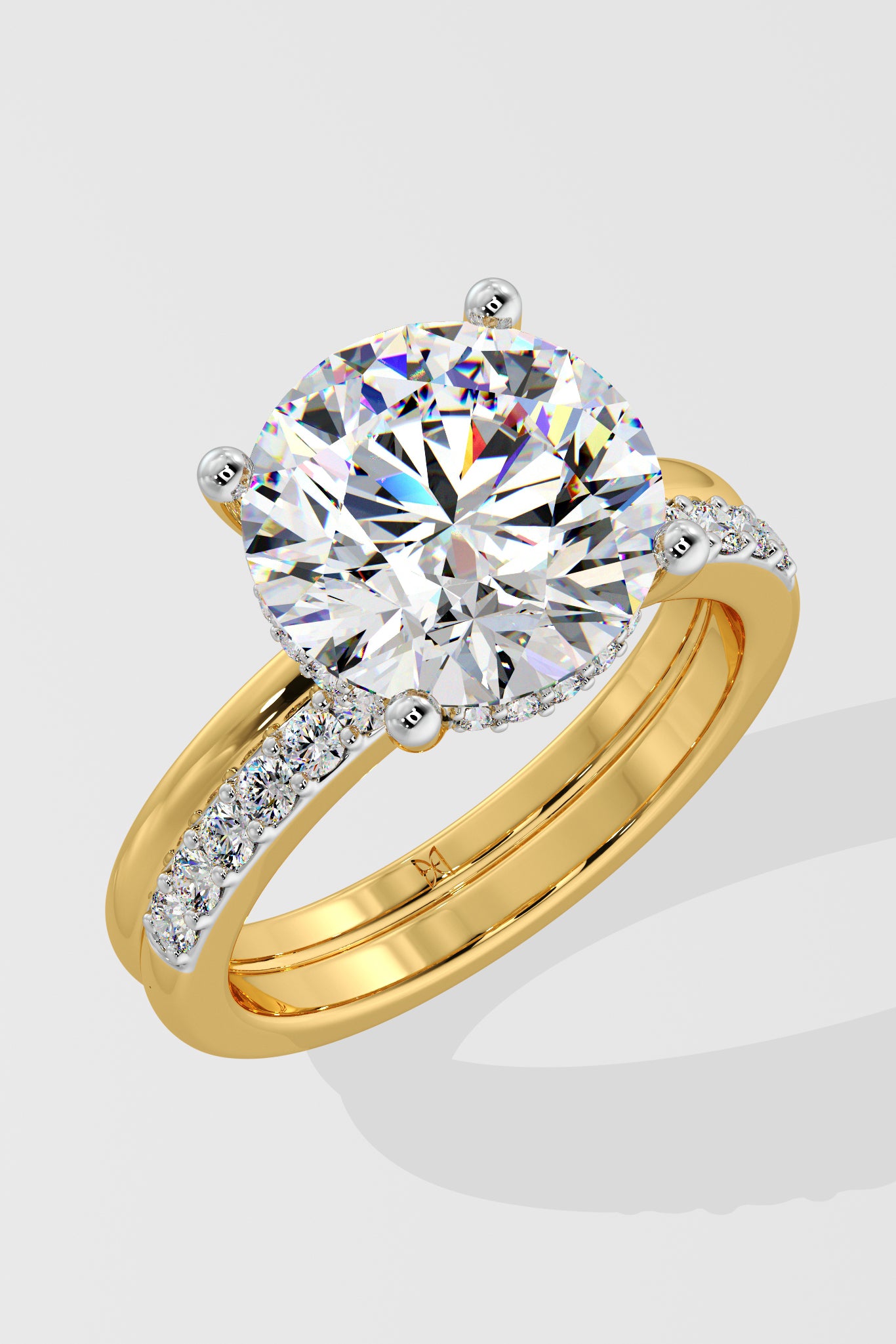 3 ct Double Band Solitaire Ring