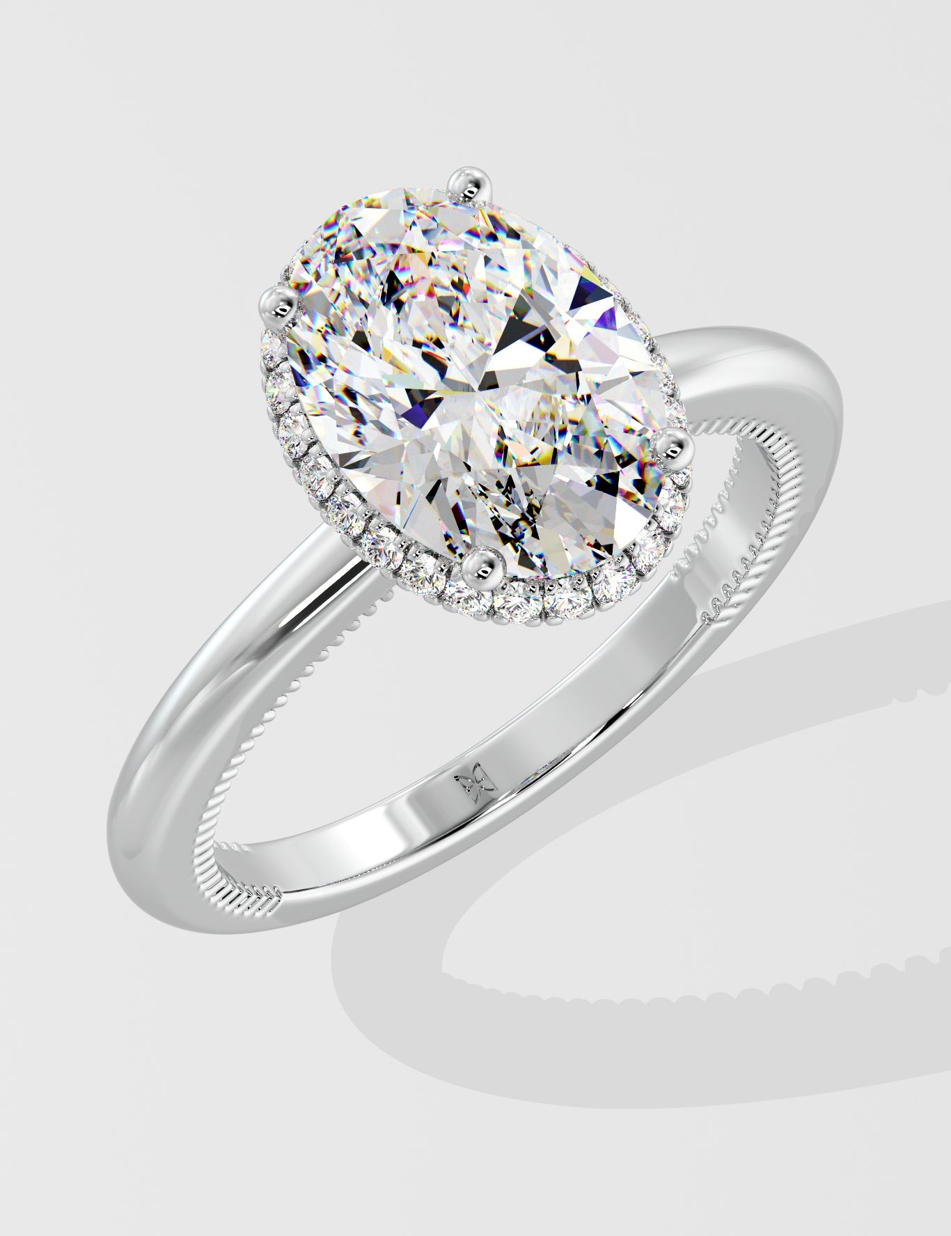 2 Ct Oval Halo Diamond Ring