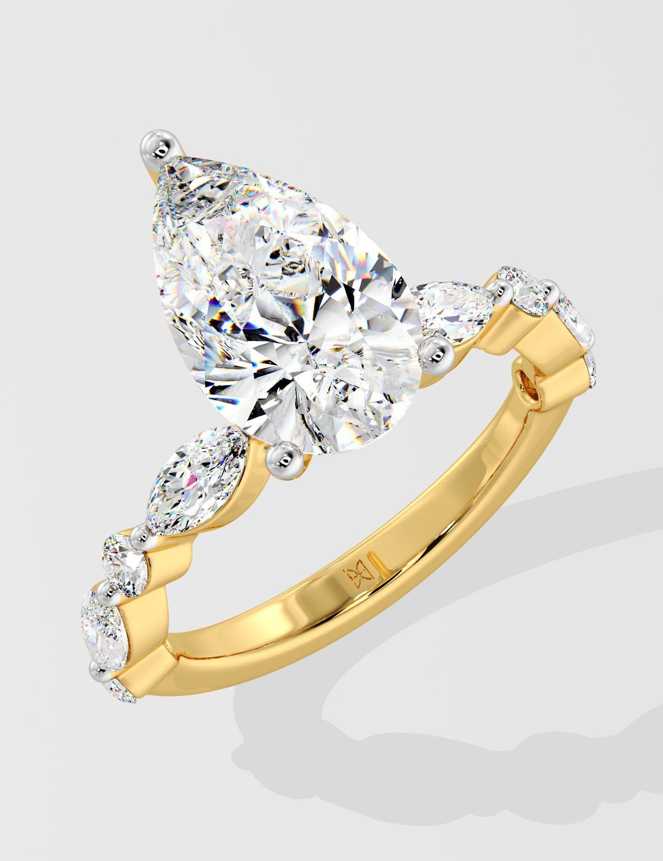 2 ct Pear Askew Diamond Ring