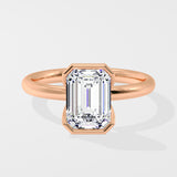 2.5 Ct Emerald Half Bezel Ring