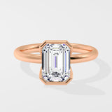 2.5 Ct Emerald Half Bezel Ring