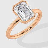 2.5 Ct Emerald Half Bezel Ring