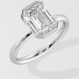 2.5 Ct Emerald Half Bezel Ring