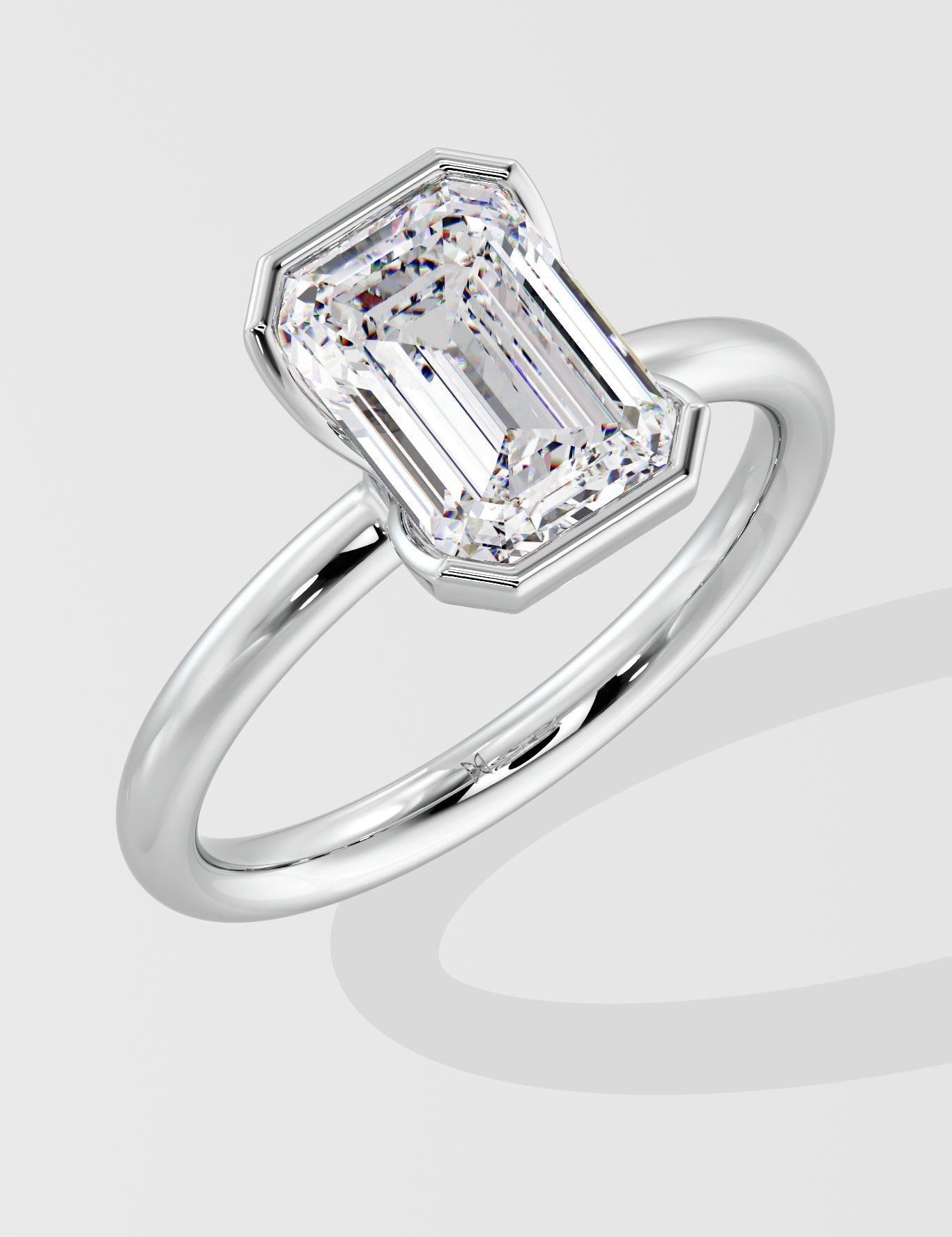 2.5 Ct Emerald Half Bezel Ring