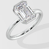 2.5 Ct Emerald Half Bezel Ring