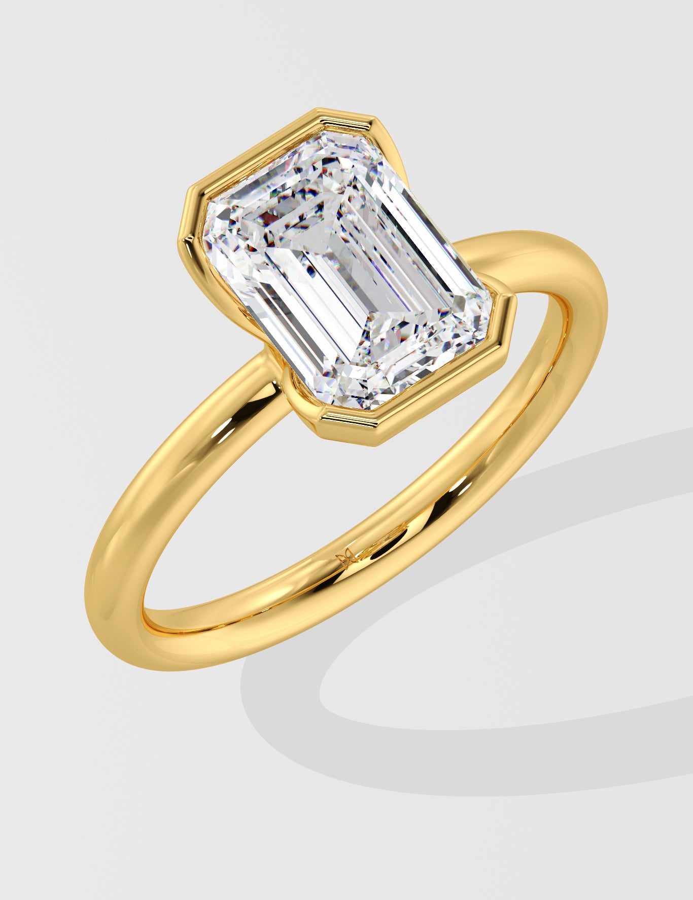 2.5 Ct Emerald Half Bezel Ring