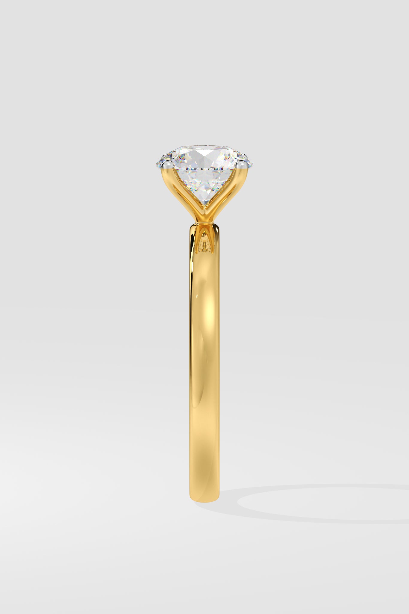 Lab grown diamond ring with a light gray background