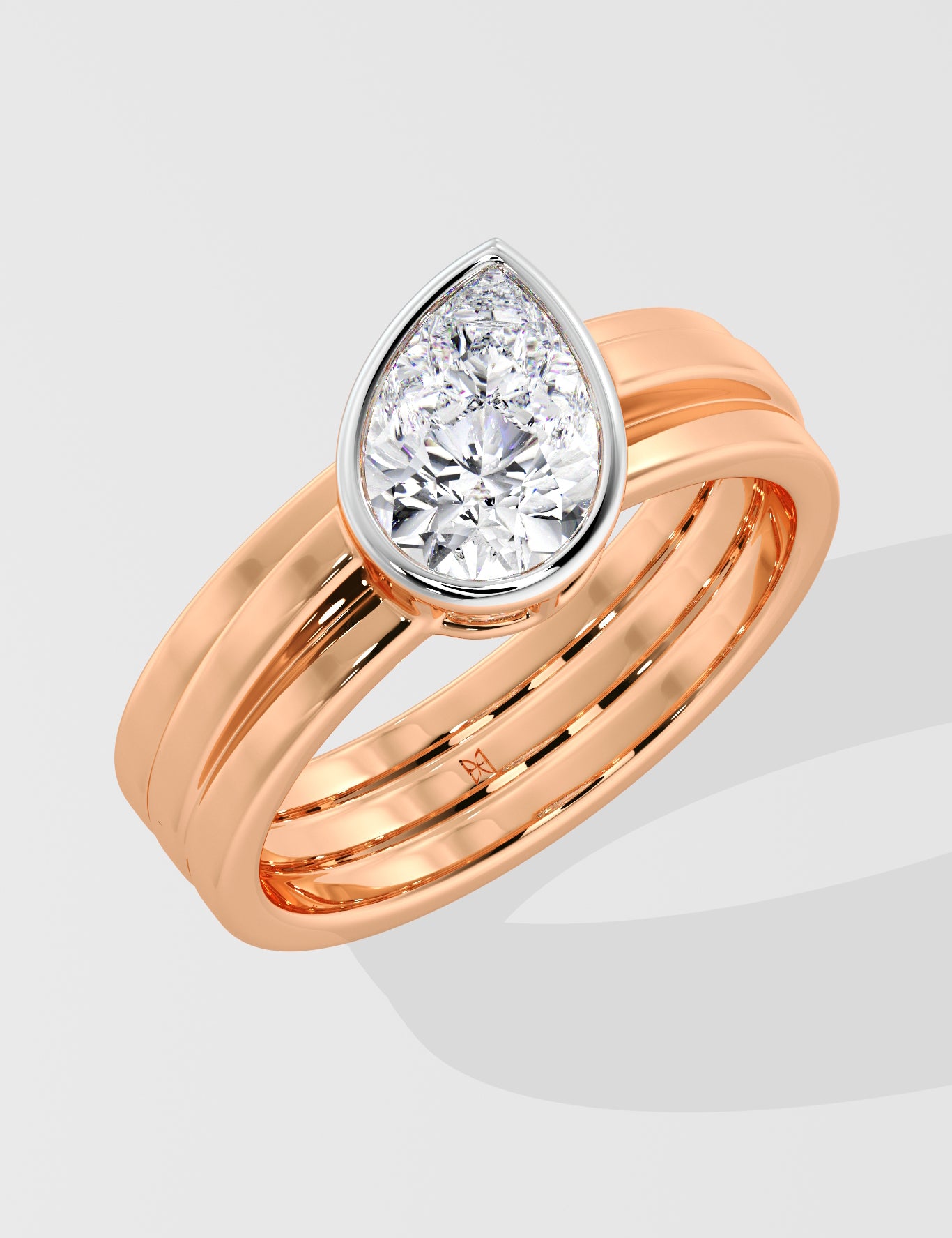 2 Ct Angular Pear Bezel Ring