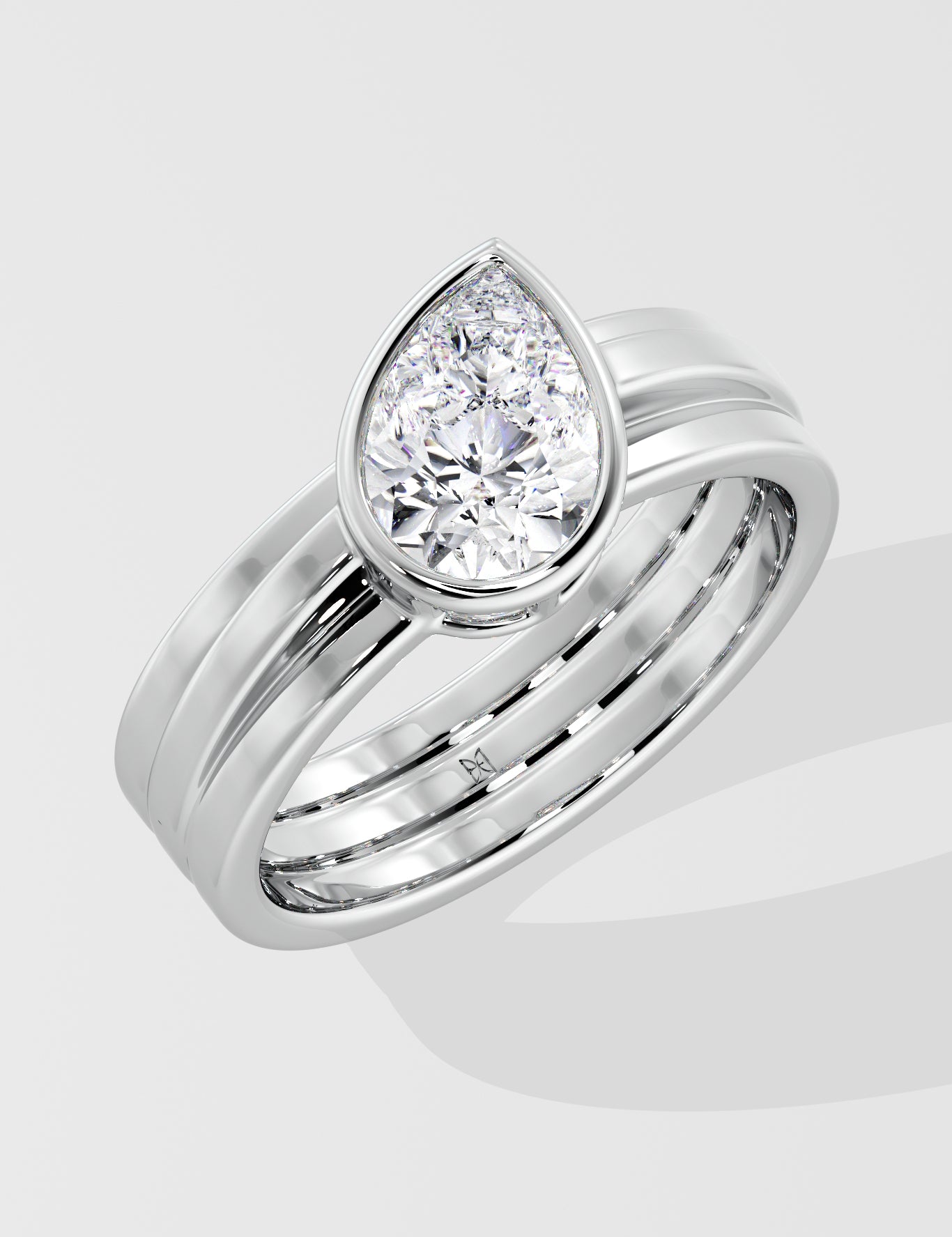 2 Ct Angular Pear Bezel Ring