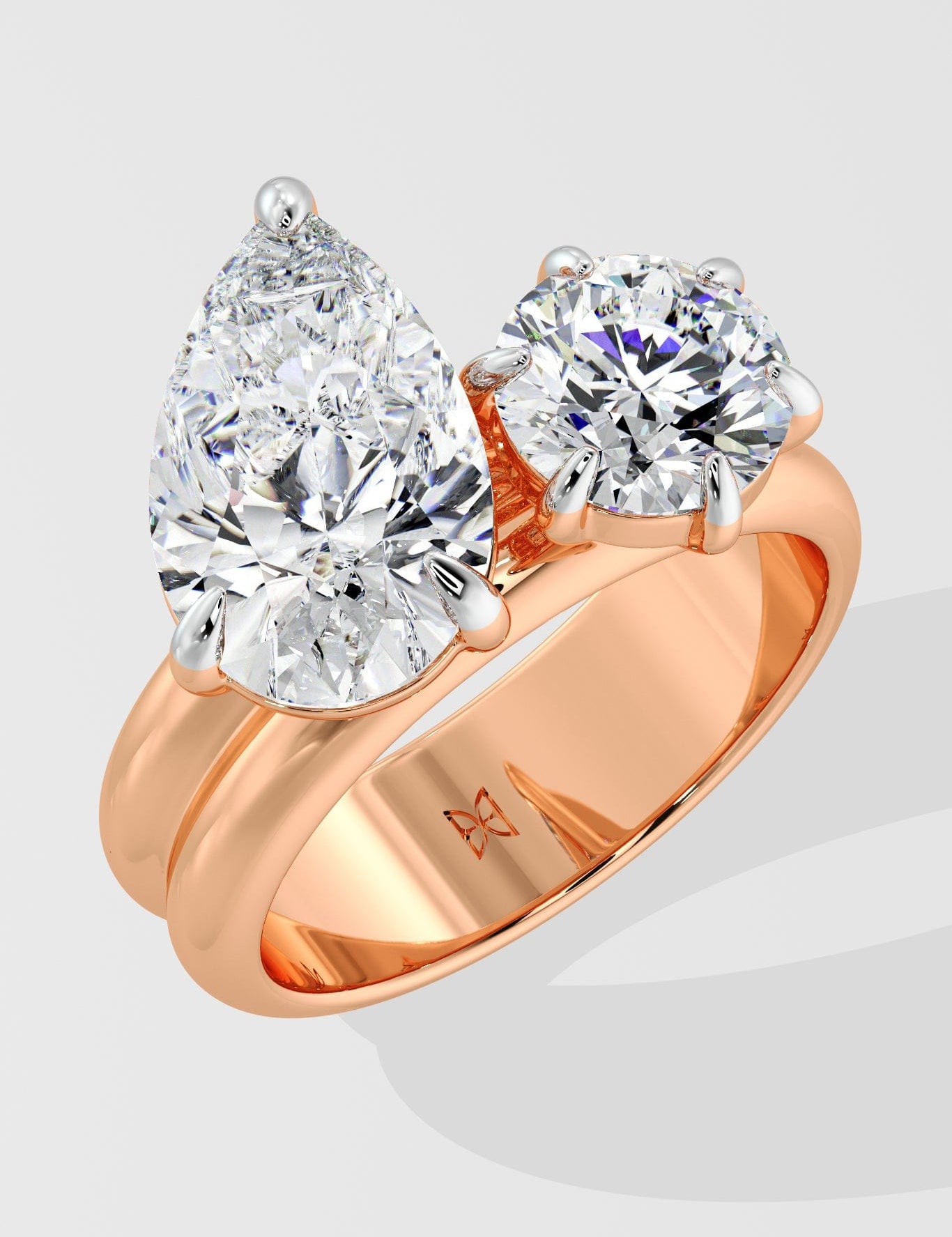 Pear and Round Toi-et-Moi Ring