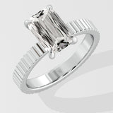 2 Ct Cushion Fluted Ring