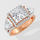 3 Ct Princess Trillion Diamond Ring