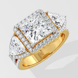 3 Ct Princess Trillion Diamond Ring